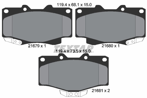 Brake pads - 1985 – 1989 Toyota Hilux IV Pickup (N5, N6) 2.2 4WD (YN67) (69 kW / 94 HP)
